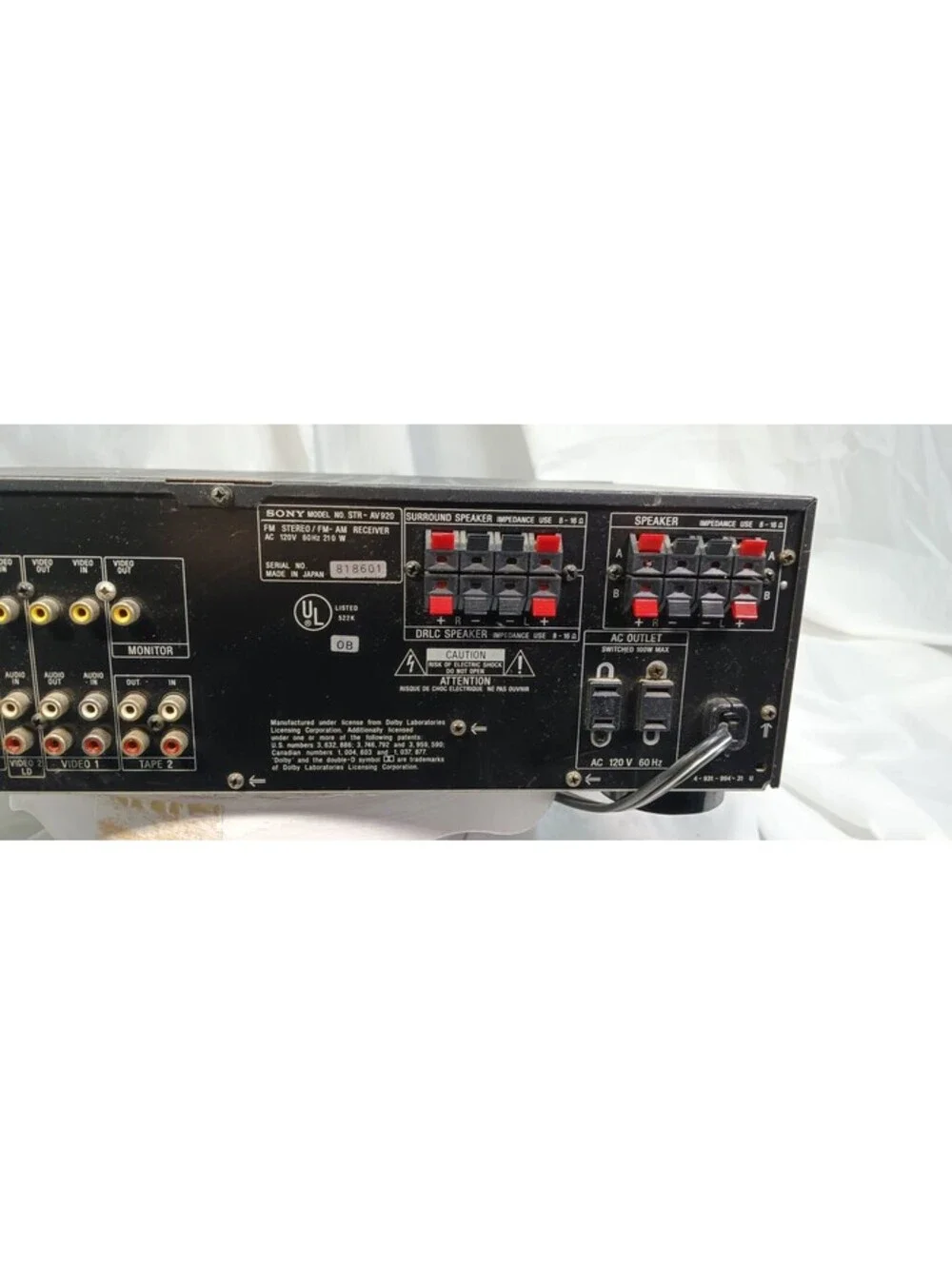 Sony STR-AV920 AM/FM Stereo Receiver AV Control Center Phono